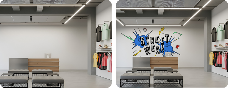 Retail Clothing Store Interior | Plaster Streetwear Feature Wall